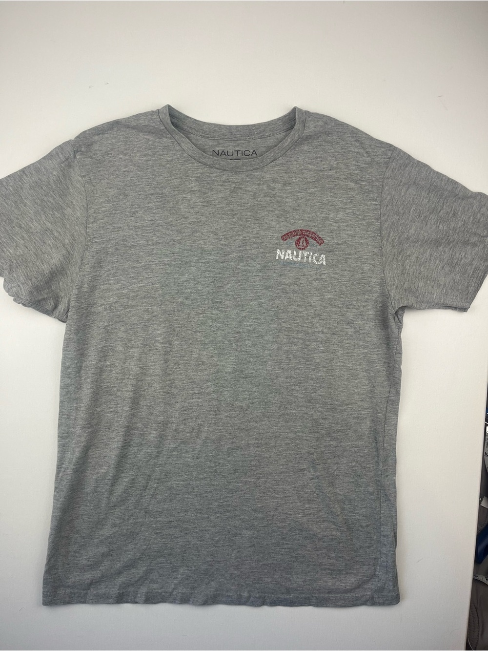 Nautica Men's Gray Logo Crew Neck T-Shirt, Medium